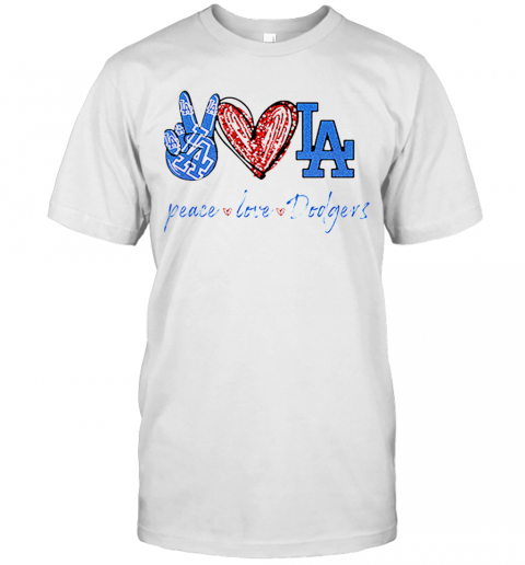 Peace Love Dodgers Logo T Shirt