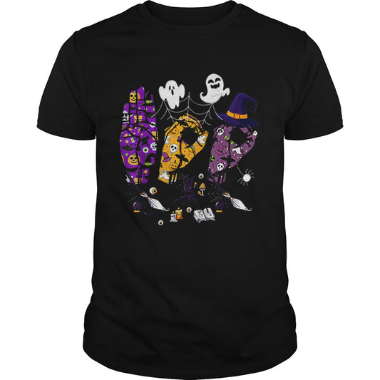 Pride ASL Boo Halloween Sostume Tee Funny Sign Language Gift shirt