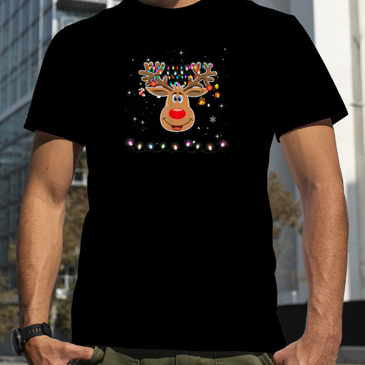 RUDOLPH Red Nose Reindeer Tee Snow Snowflakes T Shirt B0BM9RVHRB