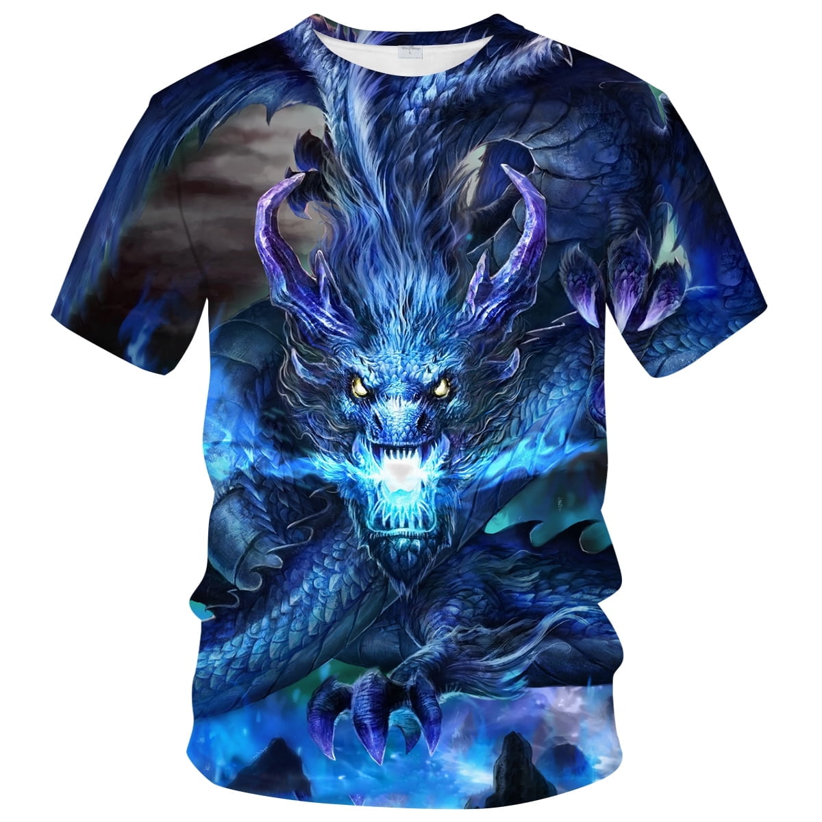 Rebaike Men's Dragon Graphic T Shirt Anime Inspired Fantasy All Over Print Tee Shirt