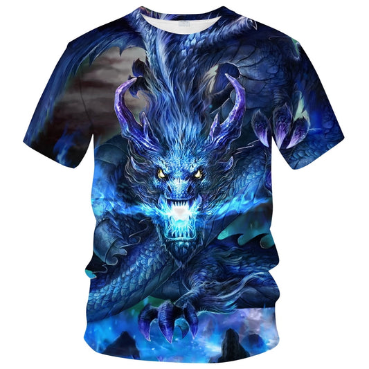 Rebaike Men's Dragon Graphic T Shirt Anime Inspired Fantasy All Over Print Tee Shirt