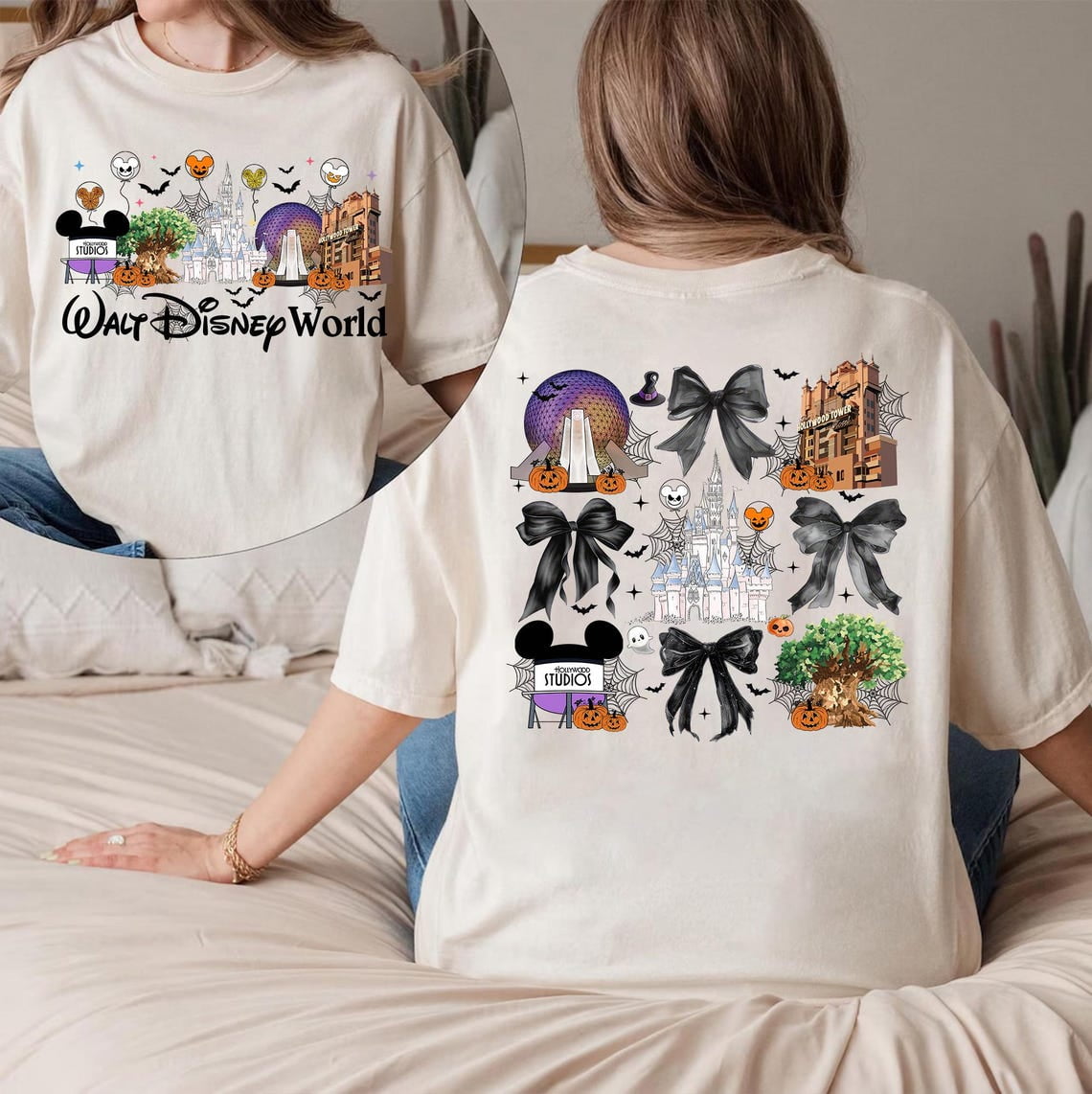 Retro Magic Kingdom Coquette Bow T shirt, Mouse And Friends Halloween, Cartoon halloween, Spooky Season, Halloween Family Trip 2025 Shirt