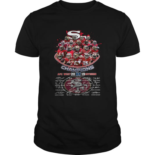 San Francisco 49ers Champions Afc West 2019 Division Players Signatures shirt