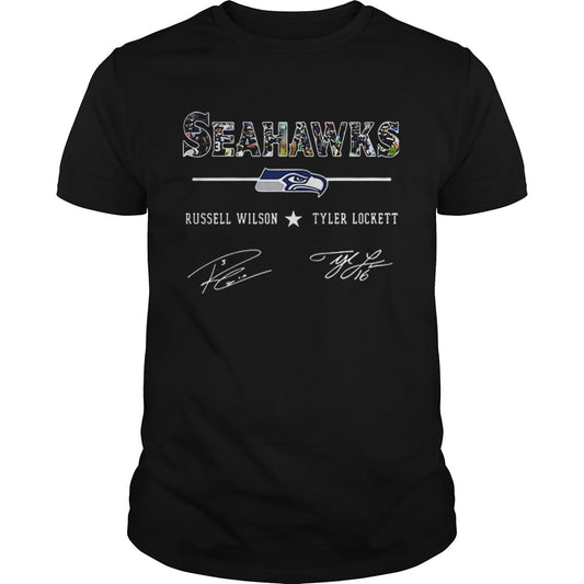 Seattle Seahawks Russell Wilson Tyler Lockett Signatures shirt