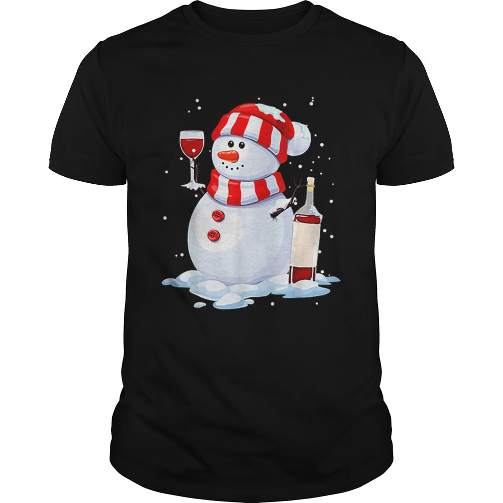 Snowman Drinking Wine Christmas shirt