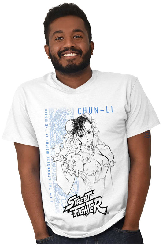 Street Fighter Chun Li Strongest Men's Graphic T Shirt Tees Brisco Brands 2X