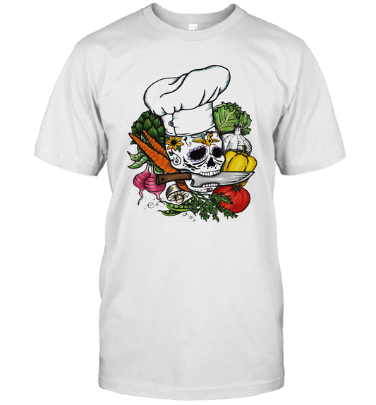 Sugar Skull Chef Vegetables T Shirt