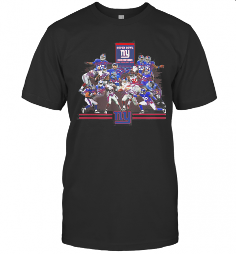 Super Bowl New York Giants Champions Players Signatures T Shirt