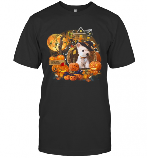Terrier Puppy Witch Pumpkin Witch Halloween T Shirt