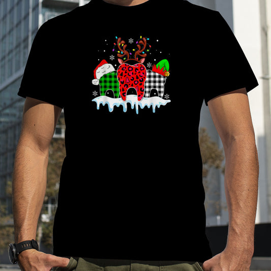 Tooth Dental Assistant Merry Christmas Leopard Plaid Pajamas T Shirt B0BM4WVHT1