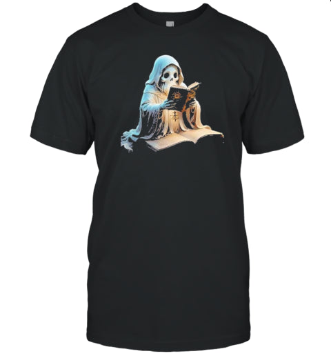 A Cute Halloween Ghost Reading A Book Cut Out 2024 T Shirt