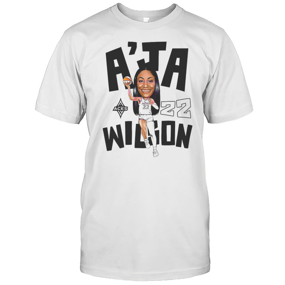 Aja Wilson 22 Las Vegas Aces Womens Basketball WNBA Cartoon Shirt