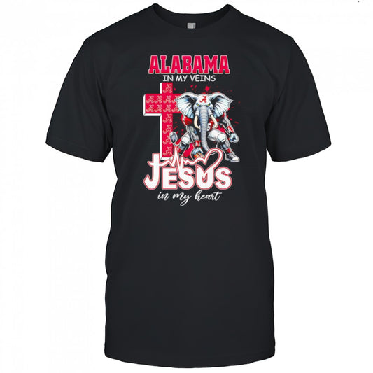Alabama in my veins Jesus in my heart mascot shirt