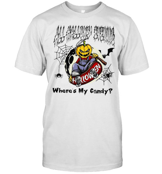 All Hallows Evening Halloween Where’s My Candy T shirt