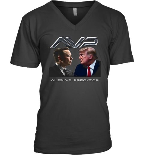 Avp Alien Vs Predator Trump Vs Elon V Neck T Shirt