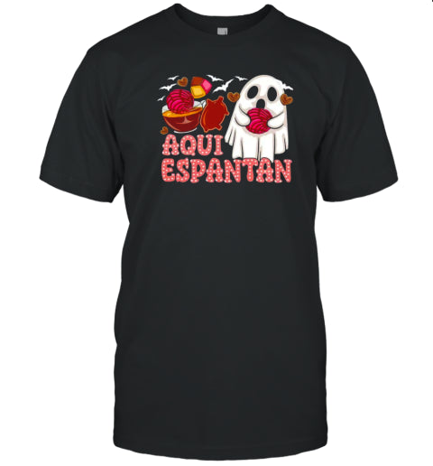 Aqui Espantan Latin Halloween Spanish Halloween Funny Spooky T Shirt