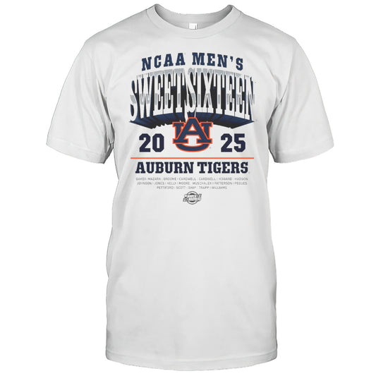 Auburn Tigers 2025 NCAA Mens Basketball Sweet Sixteen March Madness Baker Mazara Broome Cardwell Logos T shirt
