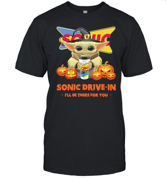 Baby Yoda hug Sonic Drive In I’ll Be There For You Halloween Shirt