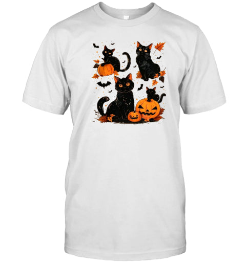 Black Cat Pumpkin Fall Halloween Black Cat Vintage Halloween T Shirt