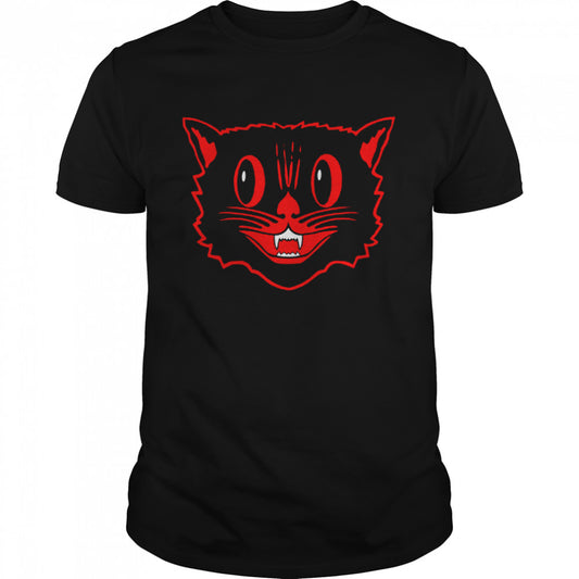Black cat retro old school Halloween Spooky cat shirt