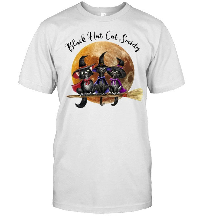 Black hat cats society witch halloween shirt