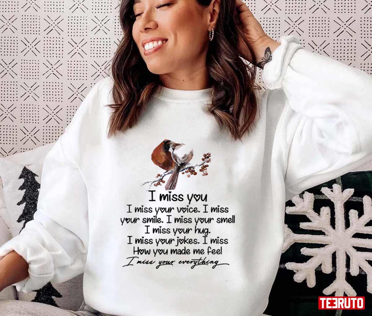 Cardinal I Miss You Wife Husband In Heaven Memorial Unisex Sweatshirt Unisex T Shirt
