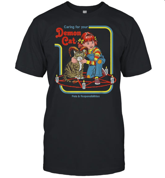 Caring For Your Demon Cat Pets And Responsibilities shirt