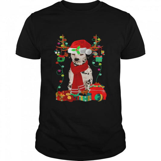 Christmas Santa And Lights Dog Dalmatian Xmas Shirt
