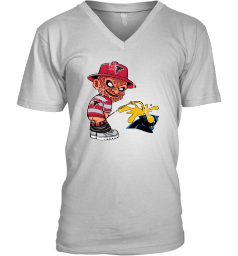 Freddy Krueger Atlanta Falcons Piss On Carolina Panthers V Neck T Shirt
