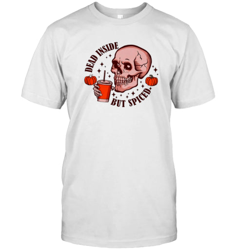 Dead Inside But Spiced Skull Halloween T Shirt