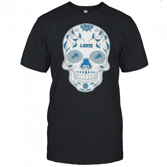 Detroit Lions Skull Printed Vintage Men’s Oversized Shirt
