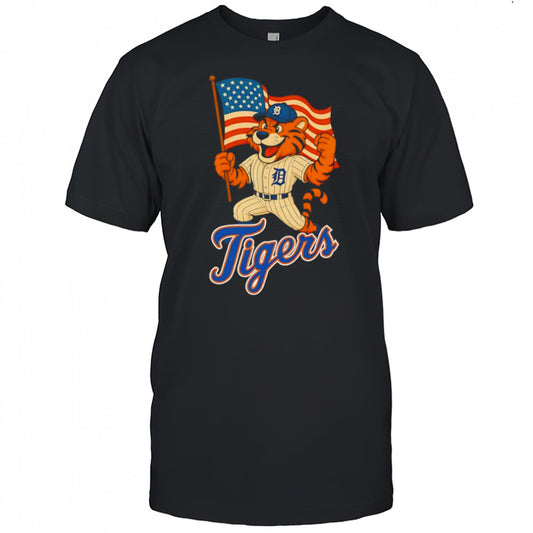 Detroit Tigers Paws mascot American flag shirt