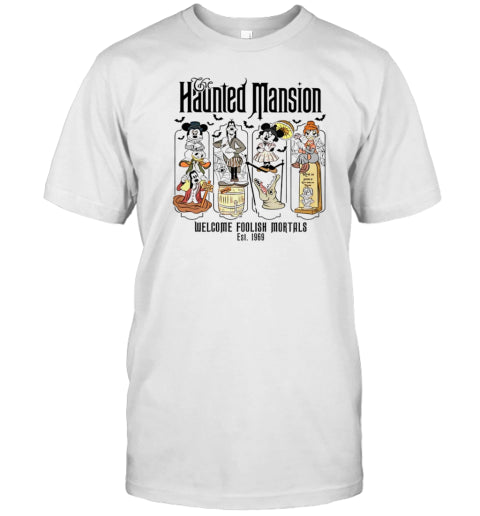 Disney Halloween Haunted Mansion Welcome Foolish Mortals Est 1969 T Shirt