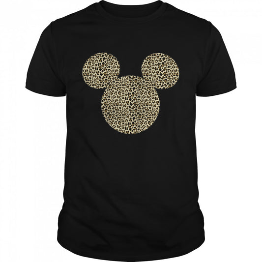 Disney Mickey Mouse Cheetah Print Silhouette Fill T Shirt