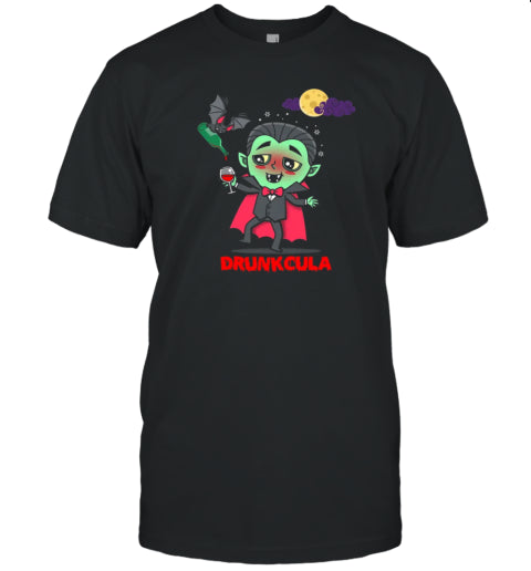 Drunkcula Funny Cute Drunk Dracula Vampire Halloween Cartoon by Boggs Nicolas T Shirt