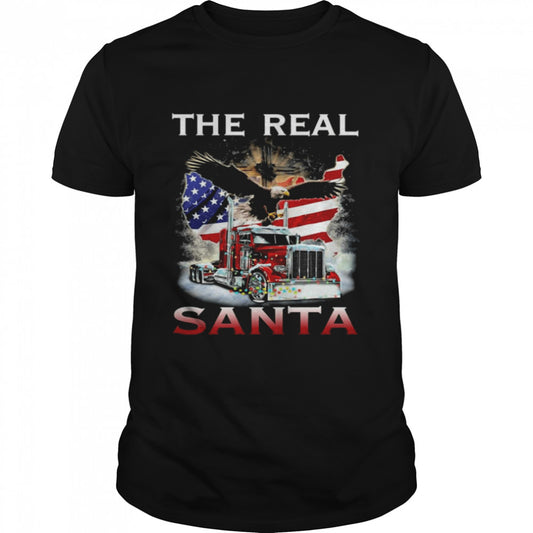 Eagle Truck American flag the real Santa Christmas shirt