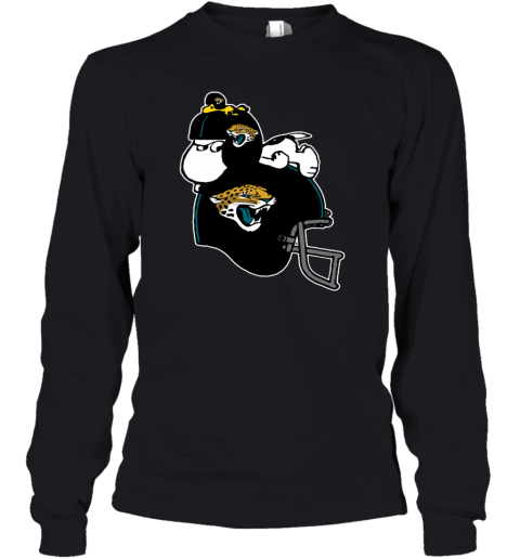 The Snoopy And Woodstock Resting On Jacksonville Jaguars Helmet Youth Long Sleeve