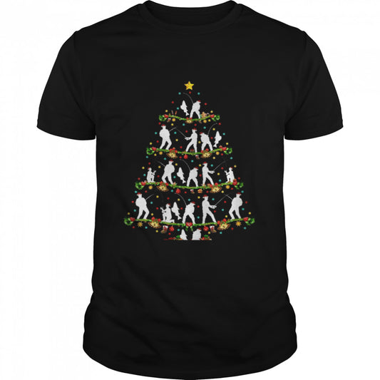 Fishing Xmas Lighting Santa Fishing Christmas Tree Shirt