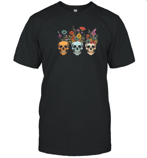 Floral Halloween Wildflower Skeleton Retro Halloween Vibes T Shirt