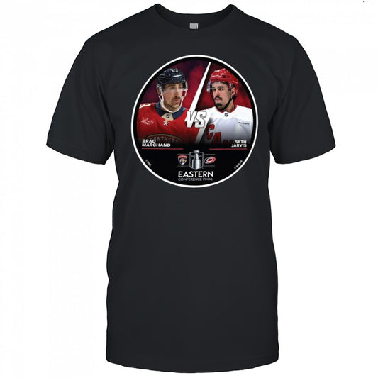 Florida Panthers Brad Marchans vs. Carolina Hurricanes Seth Jarvis 2025 Eastern Conference Final Shirt