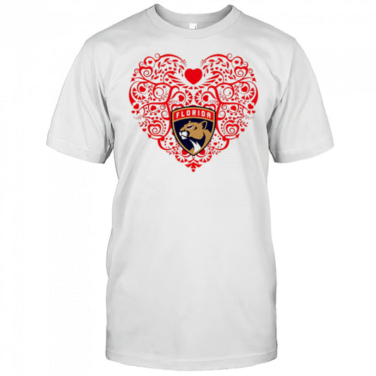 Florida Panthers Floral Pattern Heart logo shirt
