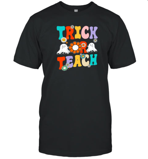 Flower Ghost Halloween Trick Or Teach T Shirt