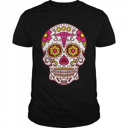 Flower Sugar Skull Souls Day Muertos Day Of Dead Halloween T Shirt B09JXVMT96