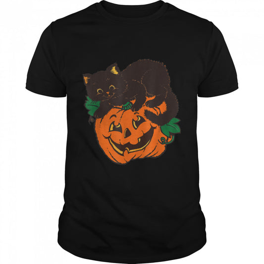 Funny Halloween Jack O Lantern Pumpkin Cat Lantern Outdoor T Shirt B0B7DX8YMW
