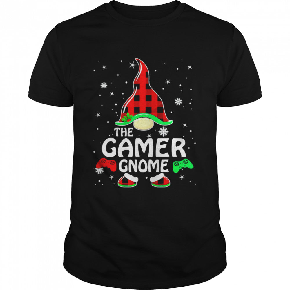 gamer Gnome Buffalo Plaid Matching Family Christmas Pajama T Shirt