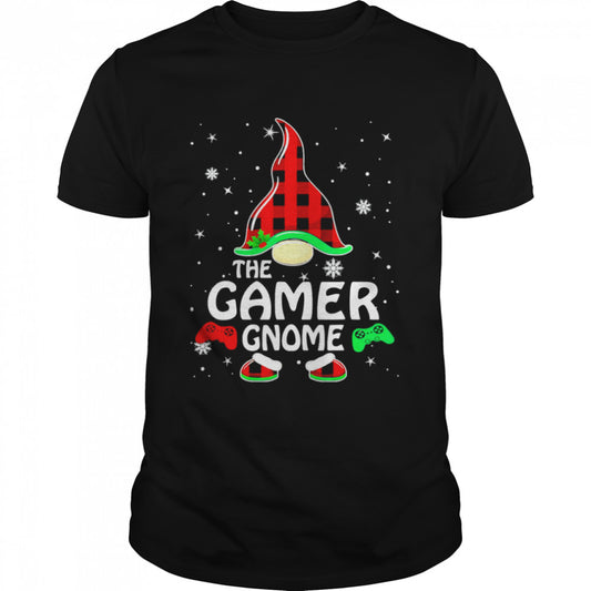 gamer Gnome Buffalo Plaid Matching Family Christmas Pajama T Shirt