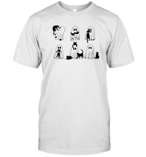 Ghost Black Cat Halloween T Shirt