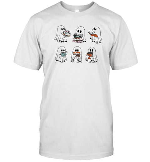 Ghosts Reading Books Halloween T Shirt
