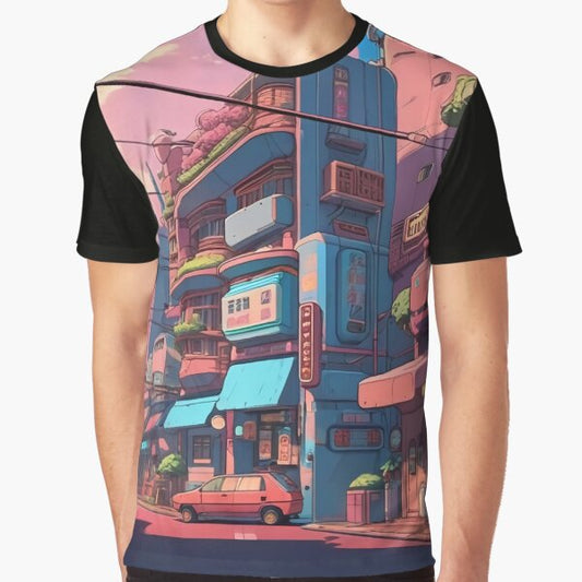 "Future City Street Corner 80s Lofi Art" Graphic T-Shirt for Sale by DreamCraze