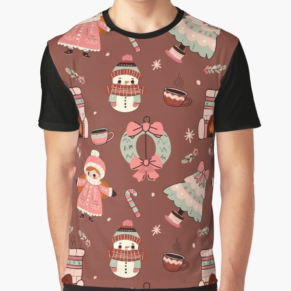 Cute retro Christmas mug (terracotta and pink) Graphic T-Shirt for Sale by SnugbugStudios